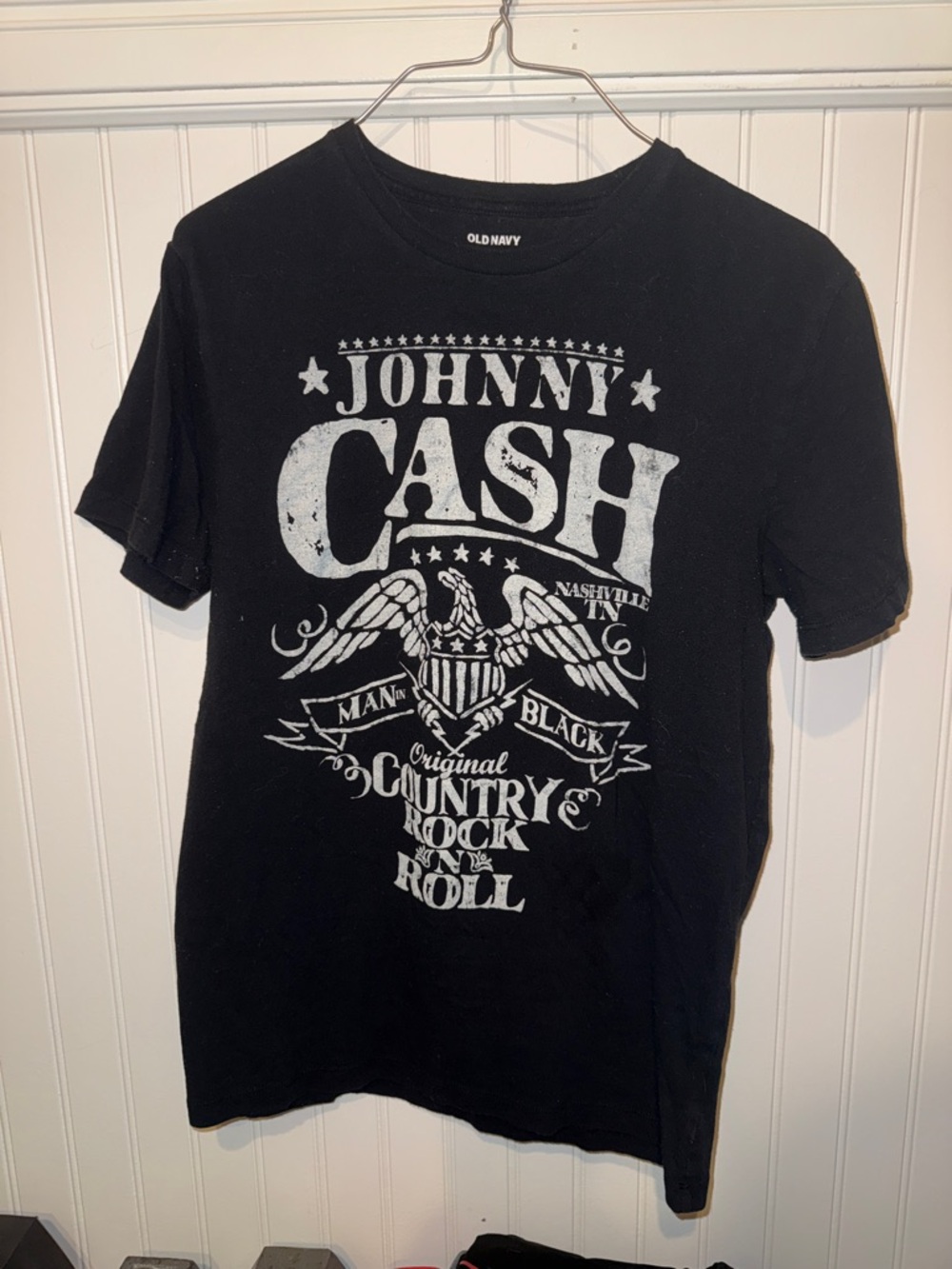 Old Navy Black Johnny Cash Graphic Tee with White Print